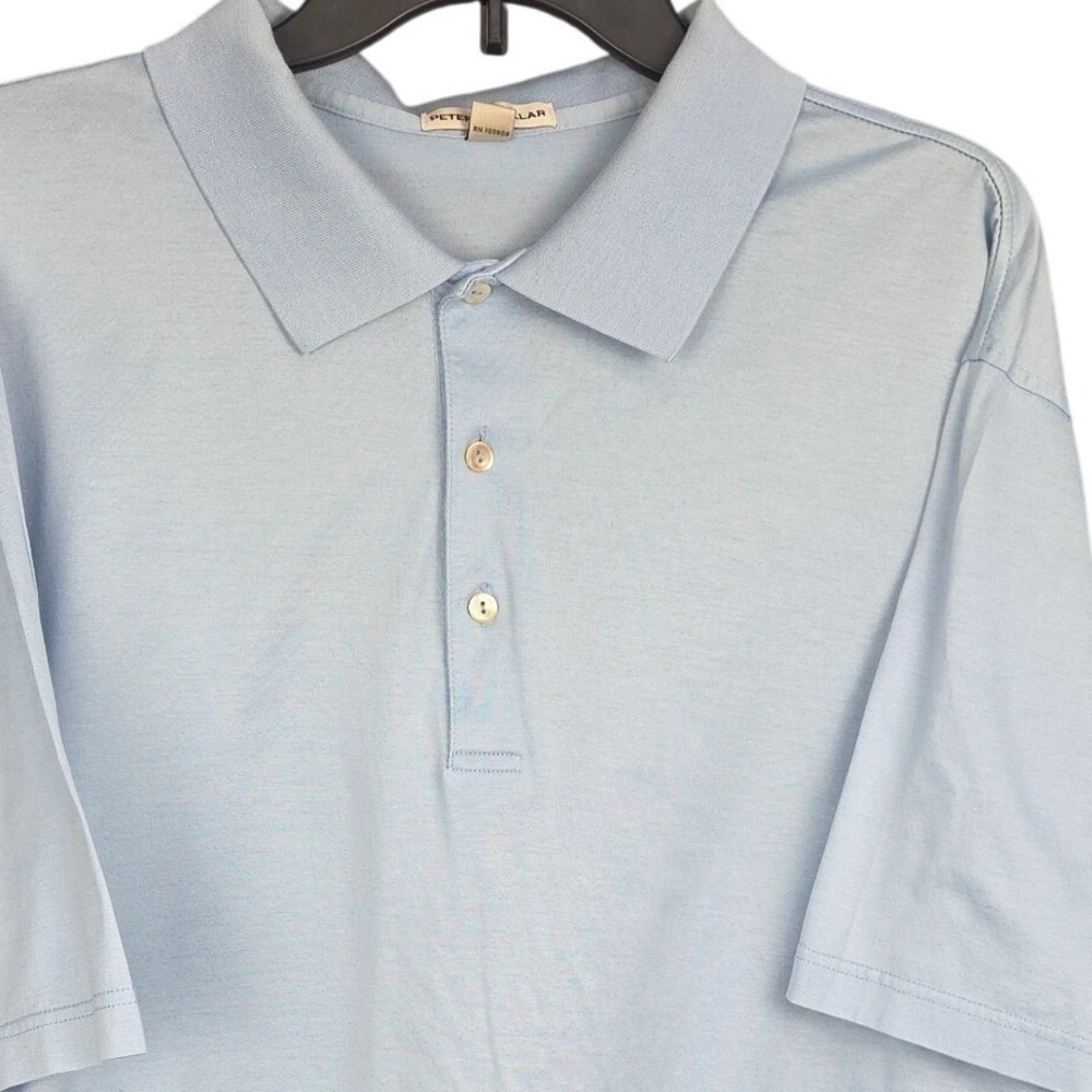 Peter Millar Polo Shirt Mens XXL Light Blue Cotton Short Sleeve Stretch Golf